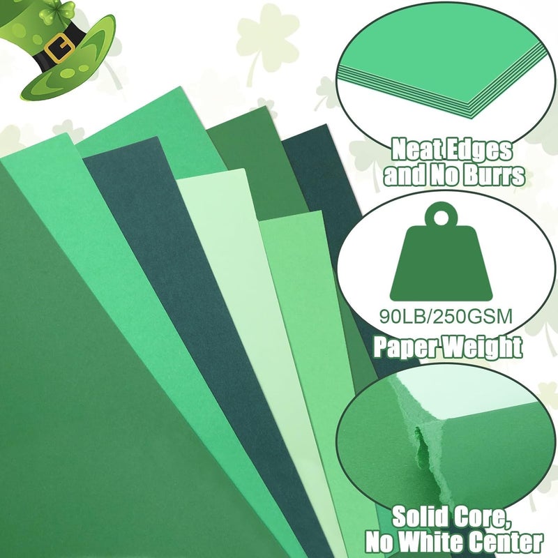 JULBEAR 30 Sheets St Patrick's Day Colored Cardstock 5 Colors 180gsm 8.5x11 Inch Assorted Green Cardstock for DIY Cards Scrapbook Print Paper DIY Crafts Holiday Decorations Making Office Home Supplies - Image 3